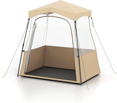 COSTWAY Sporttent, transparante tent met helder zicht, robuust frame en draagtas, campingtent outdoor, pop-up bubble tent voor sporten, aanmoedigen, kamperen