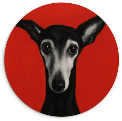 WallCircle® Wandcirkel 120x120 cm - Muurcirkel Windhond - Minimalistisch - Rood - Muurdecoratie woonkamer - Wanddecoratie slaapkamer - Kamer decoratie accessoires - Ronde schilderijen XXL