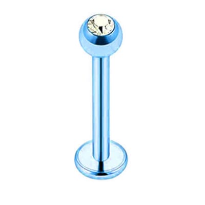 Blauw Met Steentjes - Neus / Septum / Helix Piercing