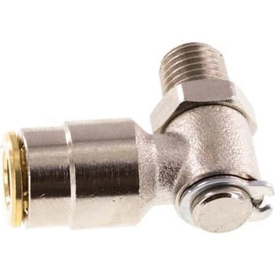 6mm x M 8 x 1 (conical) 90 graden L-verbinding Messing Insteekfitting Buitendraad DraaibaarHoge Druk NBR
