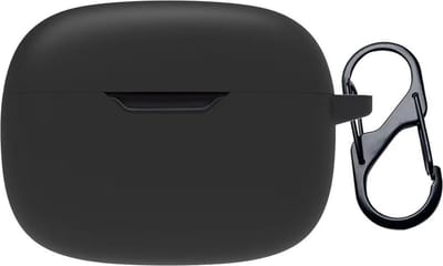 Somstyle Hoesje met Clip Geschikt voor JBL Wave Beam / Beam 2 / Wave 200TWS - Siliconen Case Cover voor Draadloze Oordopjes - Zwart