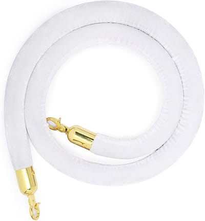 Afzetkoord Fluweel - Wachtrij Touw - Crowd Control - Verzilverde Haken - 1 Meter - Wit