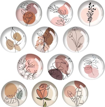 Set van 12 Decoratieve Magneten met Bloemmotief voor Koelkast, Magnetisch Bord en Kantoor, Leuk Cadeau voor Kinderen en Volwassenen