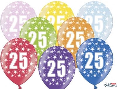 """Ballonnen 30cm, 25th Birthday, Metallic Mix (1 zakje met 50 stuks)"""
