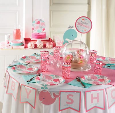 16 Happy Baby Whale Party roze servetten voor een babyshower