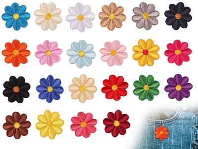 22 stuks madeliefjespatches om op te strijken, kleurrijke opstrijkpatches, patches om op te strijken, klittenband voor doe-het-zelf handwerk, decoratie