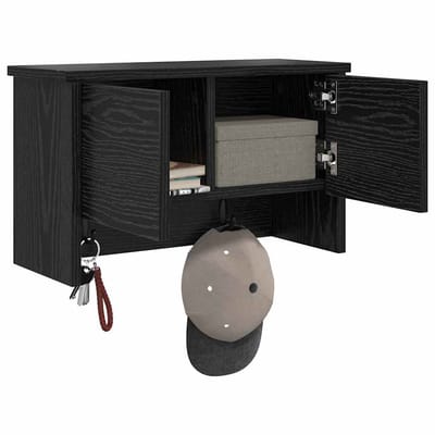 vidaXL - Wandgemonteerde - kapstok - Muurmontage - Zwart - Eiken - 50 - x - 20 - x - 30 - cm