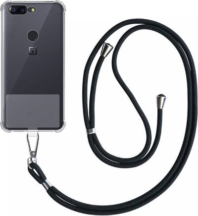Telefoonhoesje Geschikt voor OnePlus 5T Transparant ShockProof met Afneembaar Universeel Telefoonkoord - Cover Case Siliconen ShockProof with Lanyard - Smartphonica geschikt voor OnePlus 5T
