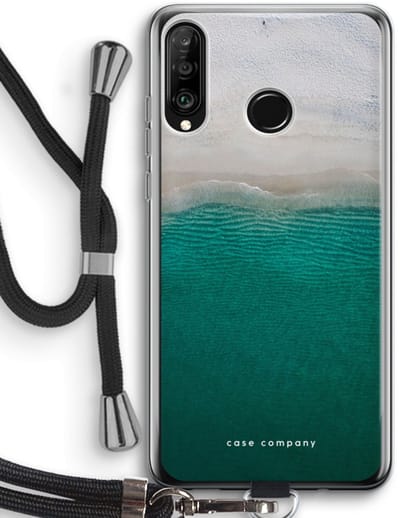 Case Company® - Hoesje met koord geschikt voor Huawei P30 Lite hoesje met Koord - Stranded - Telefoonhoesje met Zwart Koord - Bescherming aan alle Kanten en Over de Schermrand