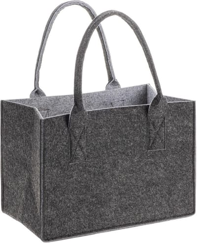 Tas van vilt - Moderne shopper - Boodschappen opbergen - Gemakkelijk schoon - 26 x 38 x 24 cm - Antraciet/grijs