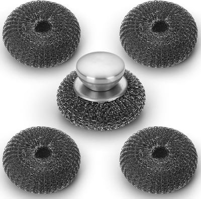 RVS Schoonmaak Pads met Handvat - Set van 5 - Duurzaam en Sterk - Ideaal voor Keuken en Huishouden - 10x10cm