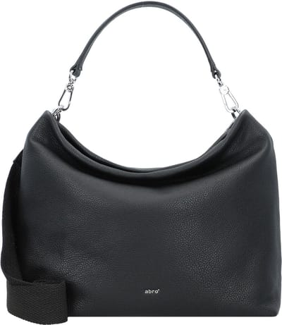 abro Leren Schoudertas Leather Dalia Hobo Bag Kaia Black / Nickel Zwart