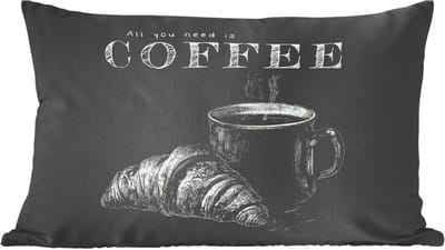 Sierkussens - Kussentjes Woonkamer - 60x40 cm - Koffie - Croissant - Tekst