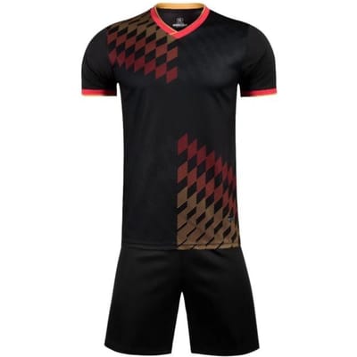 Ensemble Maillot de Football Enfant Homme et Femme Manches Courtes Maillot d'Entraînement Compétition Étudiant 5XL noir