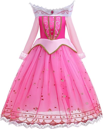 Prinses Doornroosje - Luxe prinsessenjurk - Roze - Verkleedkleding - Maat 98/104 (2/3 jaar)
