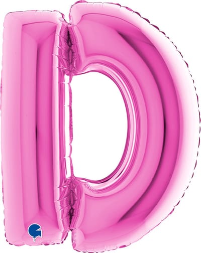 Folieballon 100cm letter D - fuchsia roze