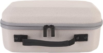 Beige hardshell opbergkoffer speciaal geschikt voor Samsung The Freestyle GH-Y0178C projector, schokbestendige EVA binnenvulling met gaasvak en handgreep voor reis en opslag