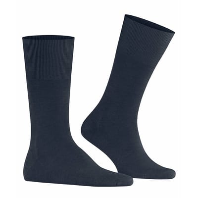 FALKE Airport eenkleurig wol katoen sokken heren blauw - maat 47-48