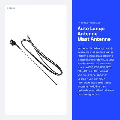 Dailygoods- Auto Antenne Hoge Compatibiliteit - Antenne voor 205/206/306/307/309/406/806 - Rubber - 180° Roterende Basis - Lange Levensduur - Autoantenne
