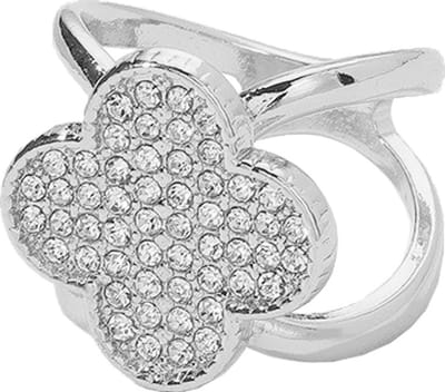 Fako Bijoux® - Sjaalklem - Sjaal Klem - Sjaal Ring - Bloem Strass - 24x26x22mm - Zilverkleurig