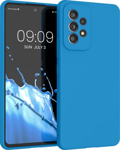 kwmobile telefoonhoesje geschikt voor Samsung Galaxy A53 5G - Hoesje met siliconen coating - Smartphone case in neon blauw