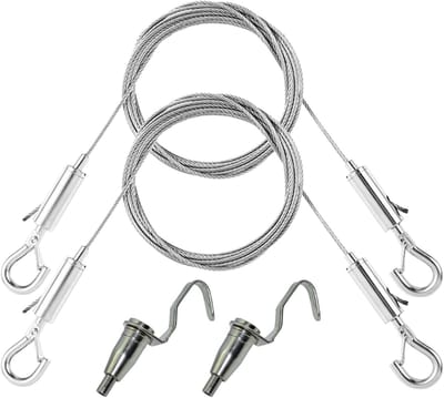 Dailygoods- Ophangdraad 2 m x 1,5 mm - Roestvrij Staal - Fotohanger - Draadkabel voor Fotolijsten - Lichtspiegel - Verstelbaar met Kogelvergrendeling
