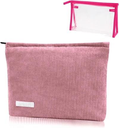 Zwarte doorzichtige etui voor cosmetica en make-up, handige reisorganizer voor school, kantoor en kunstbenodigdheden voor vrouwen en meisjes