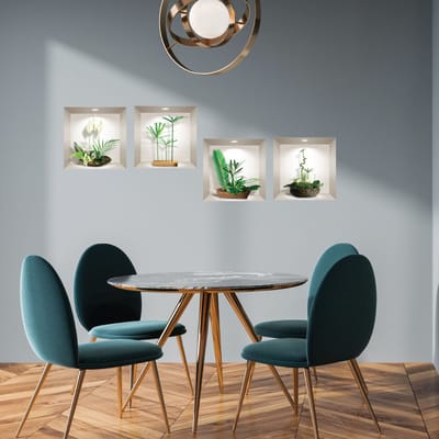 3D-stickers met een compositie van zenplanten, 60 x 60 cm