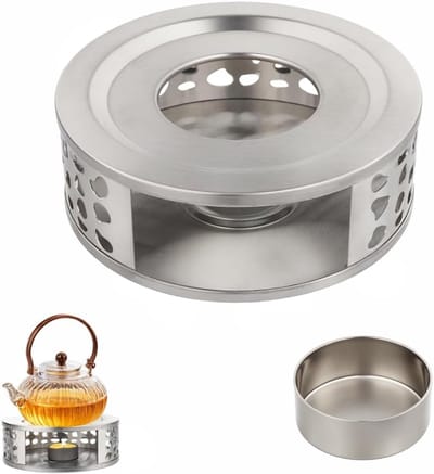 Ynkkvre - Waterkoker - Theelicht Houders - Warmhouden Van Warme Dranken Met Ruime Opening - 1 Stuks - Voor Theepotten En Koffiezetapparaten Zilver