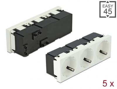 Delock Easy 45 Grounded Power Socket 3-way with a 45° arrangement 45 x 45 mm 5 pieces