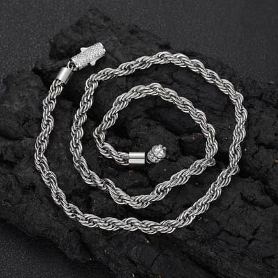 Chaîne Corde en Acier NUOYA 6mm - Design Torsadé Industriel avec Polissage Miroir Anti-Ternissement black