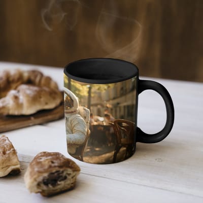 Magische Mok - Foto op Warmte Mokken - Koffiemok - Wijn - Rood - Terras - Koffie - Magic Mok - Beker - 350 ML - Theemok