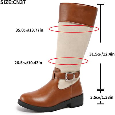 Bloemenprint Kniehoge Laarzen Dames Grote Maten 35-43 Dikke Hakken Lange Laarzen Vrouw Rits aan de Achterkant Decoratie Boheemse Ridder Botas Mujer 43 beige