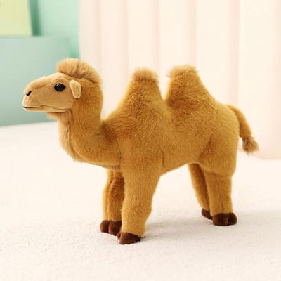 Nieuwe Simulatie Staande Kameel Pluche Speelgoed Zacht Knuffeldier Voor Kinderen Creatieve Boekenplank Decor Grappige Cadeau-idee 30cm bruin
