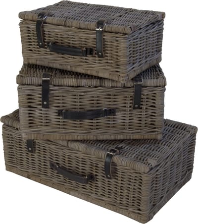 Koffer in Grijs Rotan