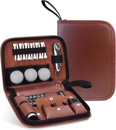 KZQ Leren Opbergtas Voor Golfaccessoires Afstandsmeter Tees En Borstel Cadeau Voor Golfers