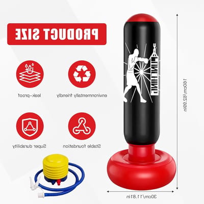 Opblaasbare Bokszak voor Kinderen van 160 cm, Inclusief Pomp, Ideaal voor Karate, Taekwondo en Kickboksen, Verbeter Coördinatie en Zelfvertrouwen, Perfect Cadeau voor Jongens en Meisjes van 6-12 Jaar