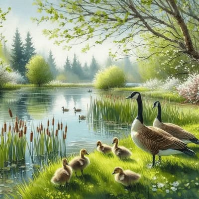 diamond painting landschap met eenden 30 x 30 cm