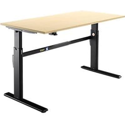 Schäfer Shop  Select Bureau, elektrisch in hoogte verstelbaar, rechthoekig, C-poot, ahorn/zwart, B 1600 mm