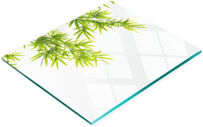Decoratieve glazen snij- en serveerplank met bamboebladeren, 60x52 cm