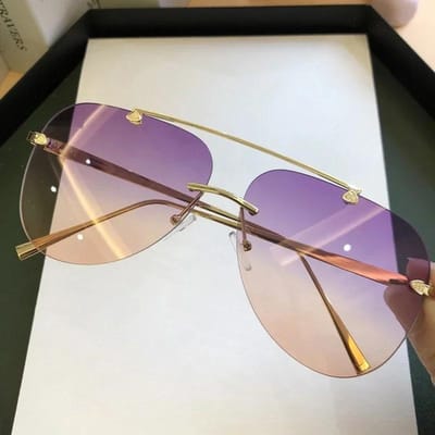 Randloze Piloten Zonnebril Heren Klassieke Dubbele Brug Verloopkleur Glazen Vintage Mode Meerkleurig Casual Zonnebrillen Other