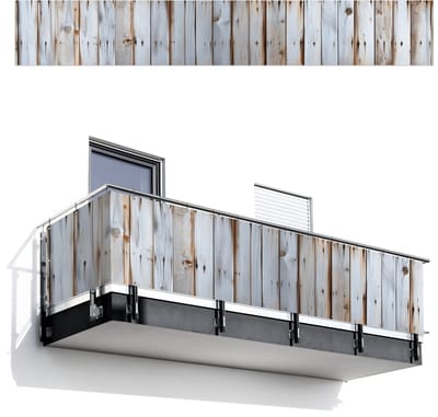 Balkonscherm 500x75 cm - Balkonposter Hout - Planken - Verweerd - Balkon scherm decoratie - Balkonschermen - Balkondoek zonnescherm