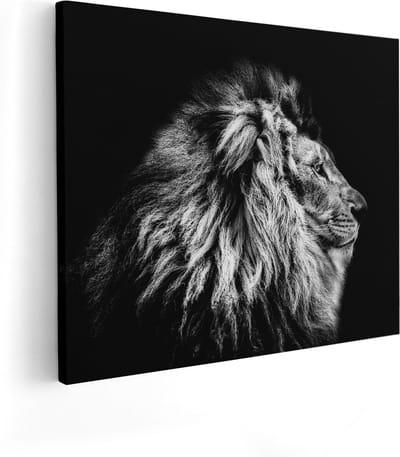 Artaza Canvas Schilderij Leeuwenkop - 50x40 cm - Muurdecoratie Dieren - Wanddecoratie Leeuw - Kamer Accessoires Woonkamer