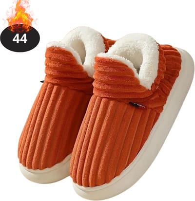 Nivard Warme Pantoffels - Sloffen - Slippers - Dames - Heren - Pluche - Maat 44 - Oranje