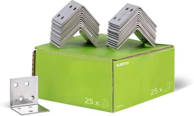 Set van 25 Hoekverbinders 40x40x40 mm | RVS Haakverbinding voor Houtbouw