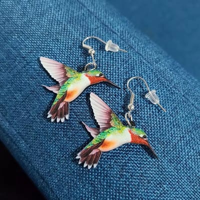 Vogel Oorbellen - Kolibries Groen Wit Rood