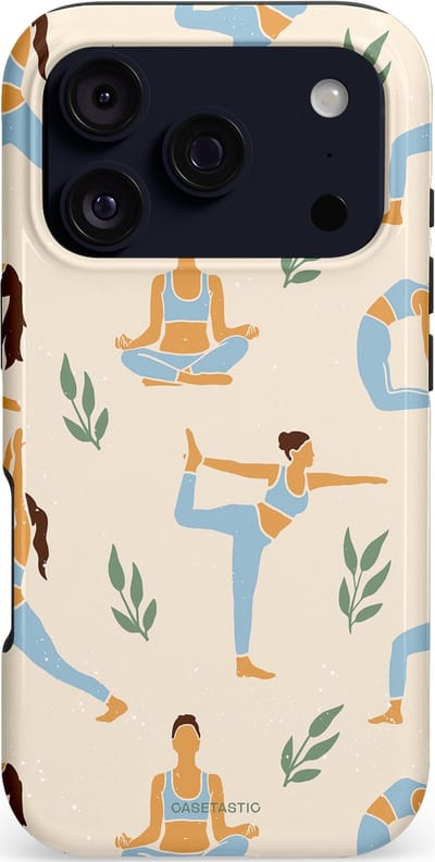 Casetastic hoesje geschikt voor Apple iPhone 17 Pro - MagSafe - Dubbellaagse bescherming - Yoga zen - Fashion Case - Crème Lichtgrijs Lichtblauw