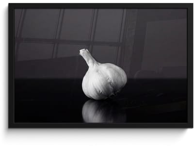 Poster in lijst - Fotolijst 60x40 cm - Posters - Knoflook - Zwart - Wit - Posterlijst zwart - Decoratie - Wanddecoratie woonkamer - Muurdecoratie slaapkamer