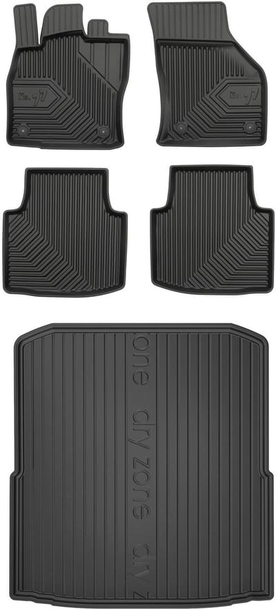 FROGUM - Voordeelset No.77 & DRY ZONE - Geschikt voor SKODA Superb III LB / Liftback (2015-2023) - Rubberen matten + Kofferbakmat - Zwart