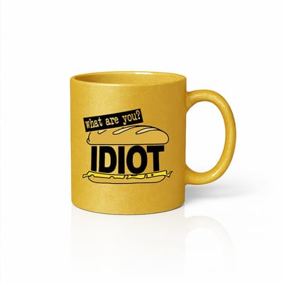 What Are You? Idiot Mok 330 ml – Gouden Glitter Grappige Sandwich Meme Quote Beker